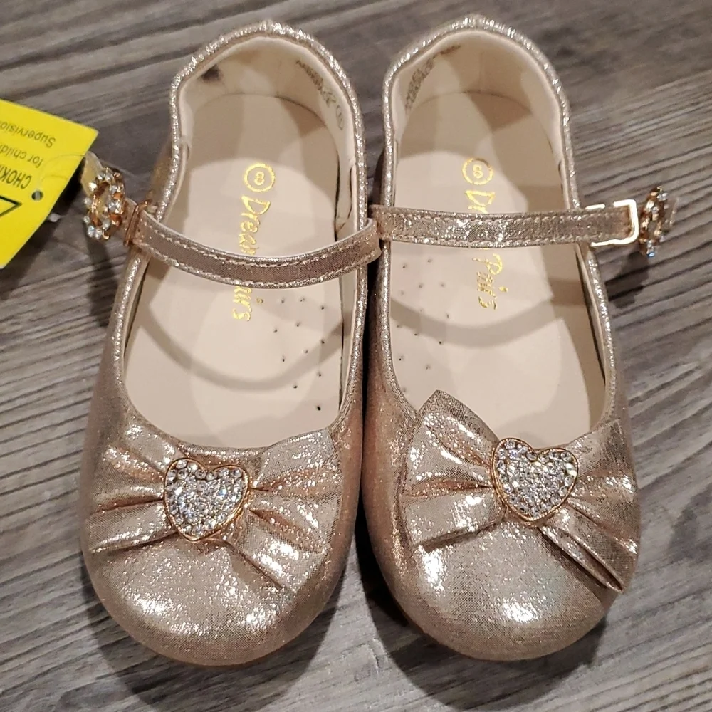 Dream Pairs Gold Dress Shoes with Diamonds and Bows Size 8